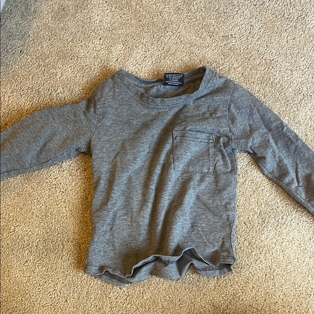 Little Bipsy Gray Long Sleeve Tee with Pocket